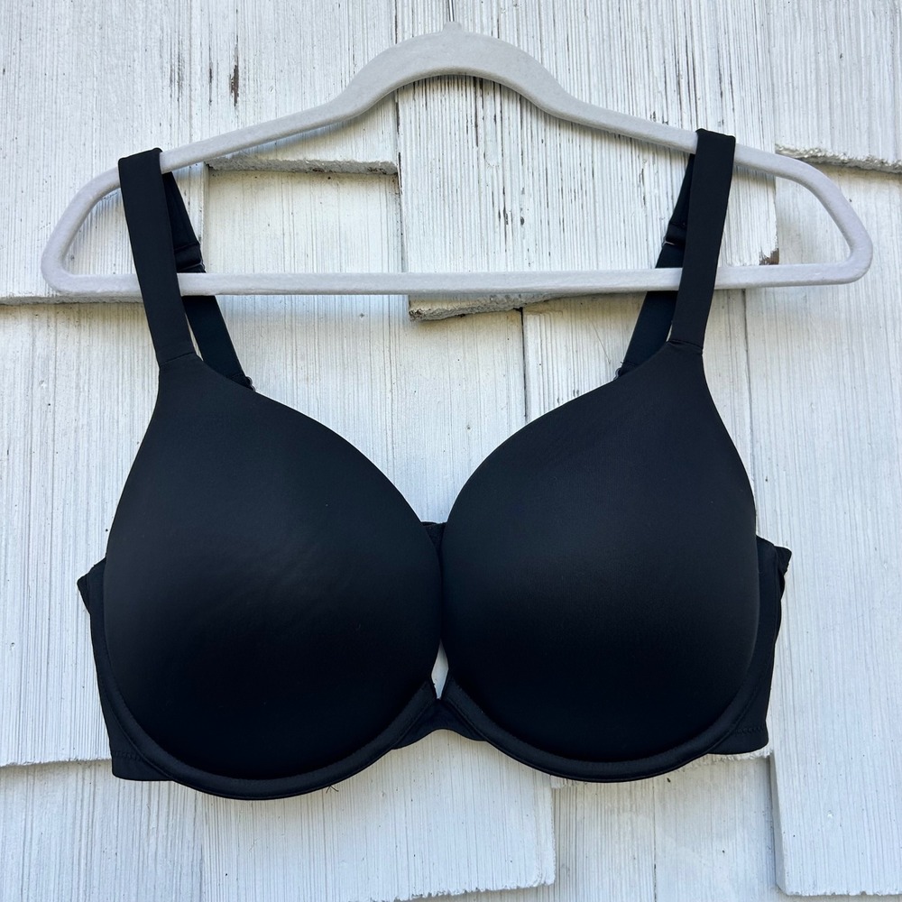 Cacique Black Boost Plunge Bra Underwire Padded Full Figure Women's 38DDD‎